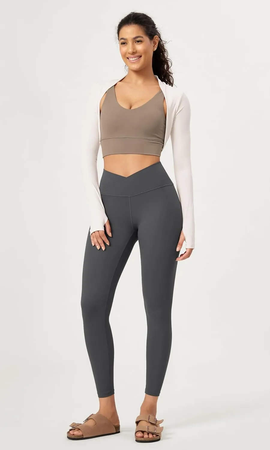 ODODOS Women's Buttery Soft Cross Waist Leggings, ODCLOUD 25" / 28" Crossover Lounge Yoga Pants