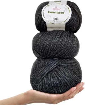 Ombré-Encore Chunky Ombre Yarn for Crocheting, 3 Balls, 507Yds/420G, Free Patterns - Multi Colored Bulky 5 Weight Yarn for Knitting - Black Jade