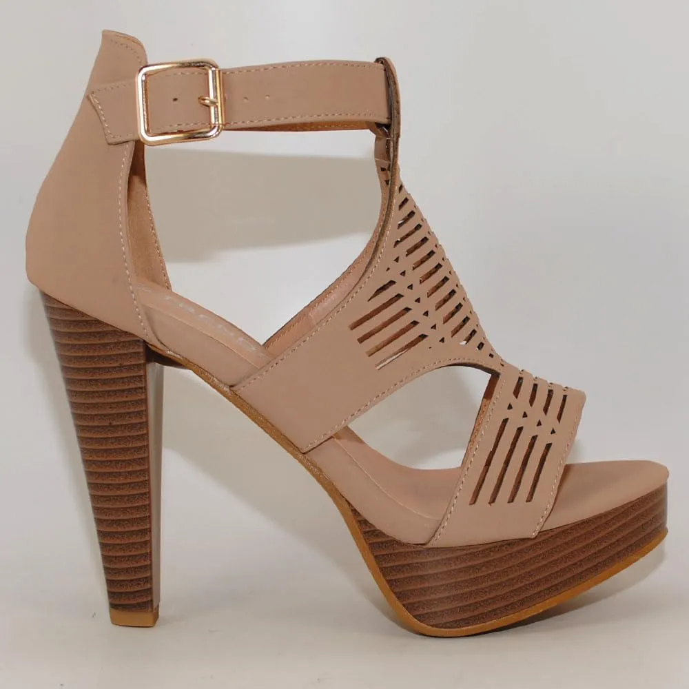 Open Toe Ankle Strap Sandal – Western Bootie Stacked Heel Open Toe Cutout Shoes