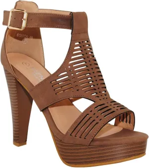 Open Toe Ankle Strap Sandal – Western Bootie Stacked Heel Open Toe Cutout Shoes
