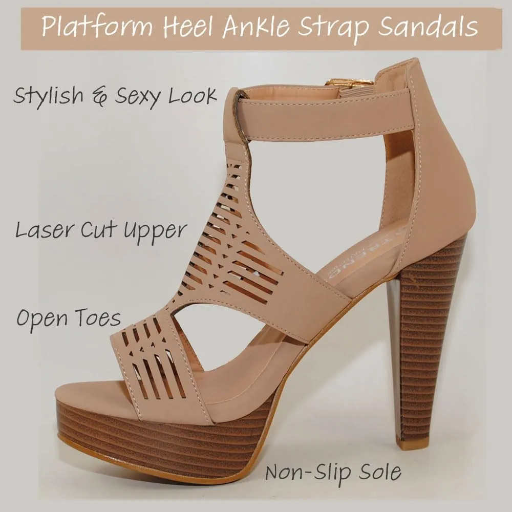 Open Toe Ankle Strap Sandal – Western Bootie Stacked Heel Open Toe Cutout Shoes