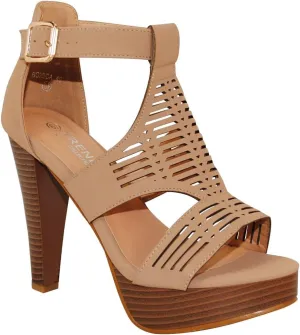 Open Toe Ankle Strap Sandal – Western Bootie Stacked Heel Open Toe Cutout Shoes