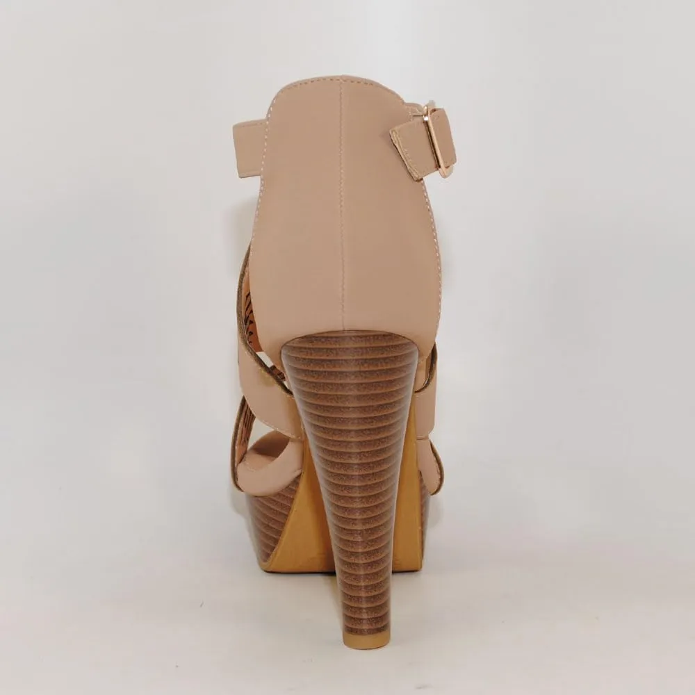 Open Toe Ankle Strap Sandal – Western Bootie Stacked Heel Open Toe Cutout Shoes