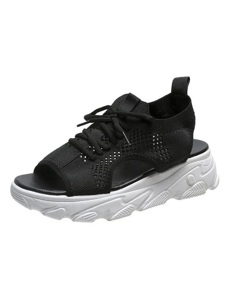 Open Toe Knitted Platform Sandals