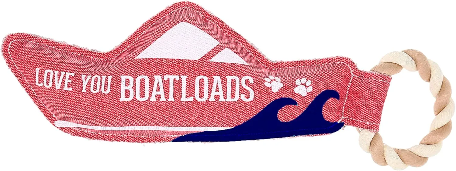 Pavilion - Love You Boatloads - 13" Puppy Dog Toy with Rope Handle K-9 Furry Companion Boat Lake Beach Gift