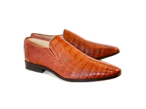 Pelle Line Exclusive Casper Full Crocodile Loafer- Cognac