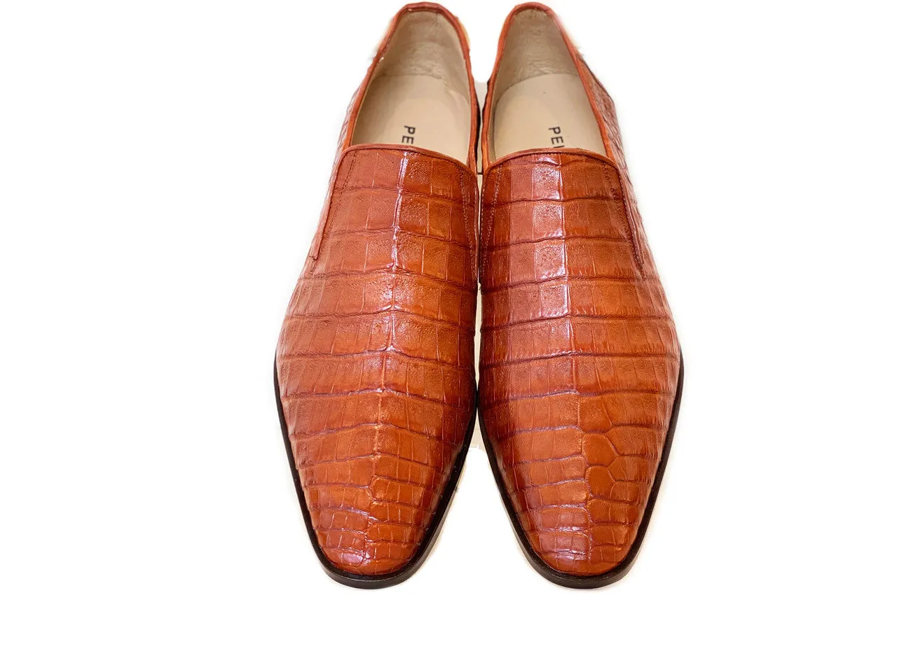 Pelle Line Exclusive Casper Full Crocodile Loafer- Cognac
