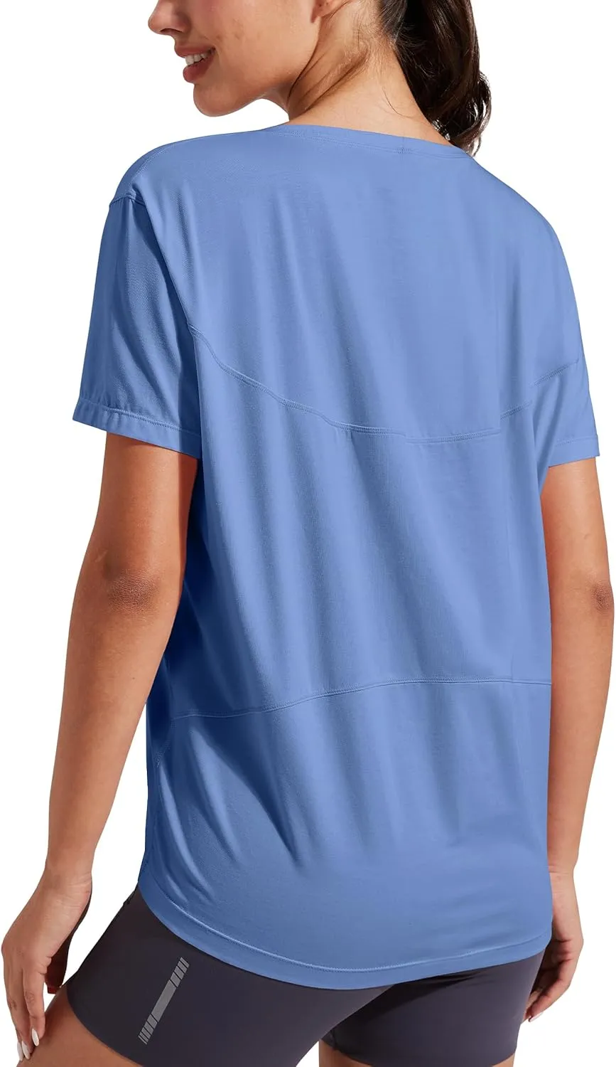 Pioneer Camp Women's Bamboo Viscose Short Sleeve Shirts Boat Neck Loose Fit Gym Workout T-Shirt Athletic Casual Tops