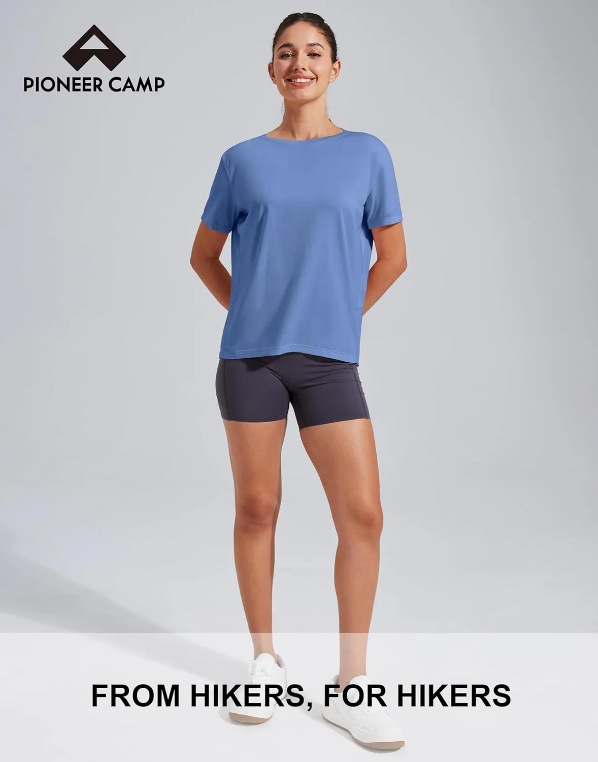 Pioneer Camp Women's Bamboo Viscose Short Sleeve Shirts Boat Neck Loose Fit Gym Workout T-Shirt Athletic Casual Tops
