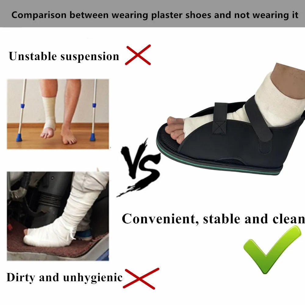 Plaster Shoes, Post-operative Shoes, Rehabilitation Shoes, Special Shoes for Foot Injuries, Toe Ankle Protectors, Injured Foot Protection, Fracture Shoes Black (L)