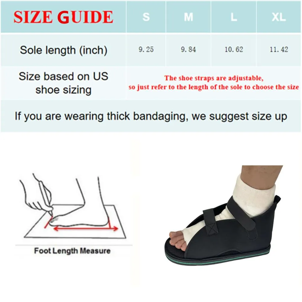 Plaster Shoes, Post-operative Shoes, Rehabilitation Shoes, Special Shoes for Foot Injuries, Toe Ankle Protectors, Injured Foot Protection, Fracture Shoes Black (L)