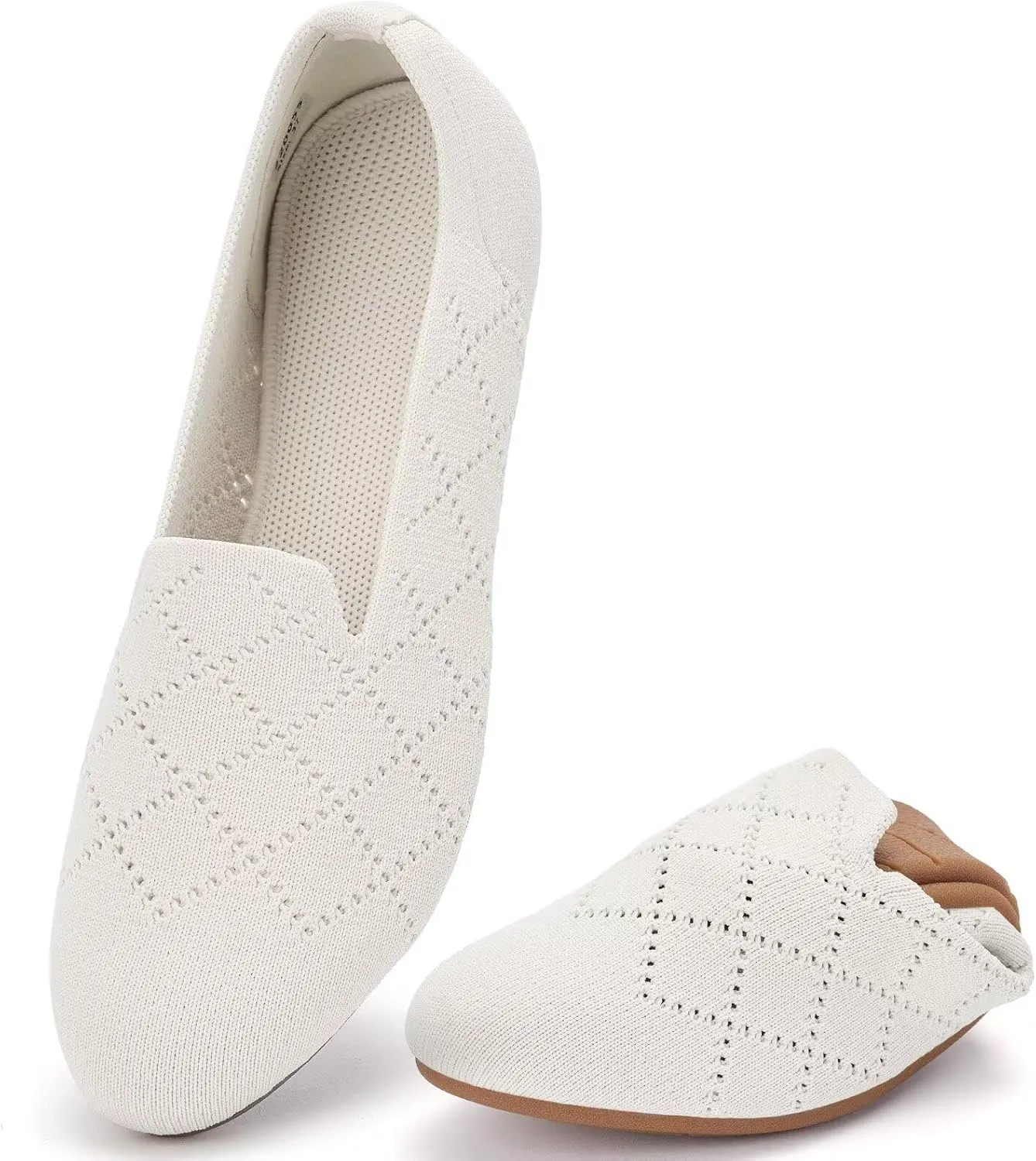 poemlady Women’s Ballet Flat Dress Knit Round Toe Slip On Ballerina Walking Shoes for Womam Casual Comfort Soft