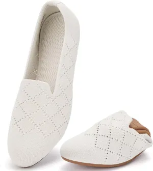 poemlady Women’s Ballet Flat Dress Knit Round Toe Slip On Ballerina Walking Shoes for Womam Casual Comfort Soft