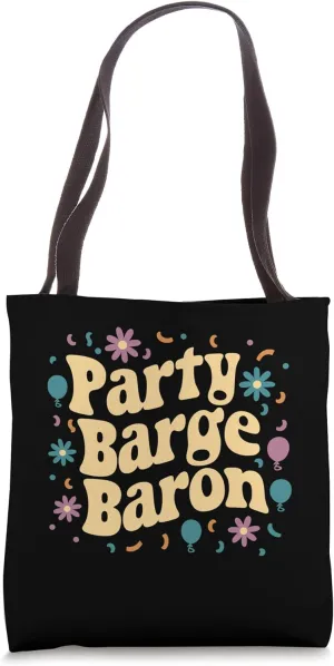 Pontooning Party Barge Baron, Retro Pontoon Boat Captain Tote Bag