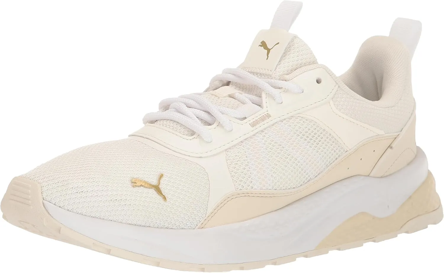 PUMA Womens Anzarun 2.0 Cross Trainer, Warm White-Alpine Snow-Gold, 10