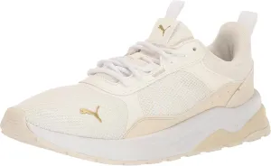 PUMA Womens Anzarun 2.0 Cross Trainer, Warm White-Alpine Snow-Gold, 10