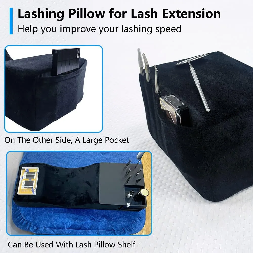 Puransen Lash Pillow for Lash Extensions - Comfortable Velvet Memory Foam Eyelash Pillow, Protect The Neck When Used for Lash Extension Grafting Make Up (Black)