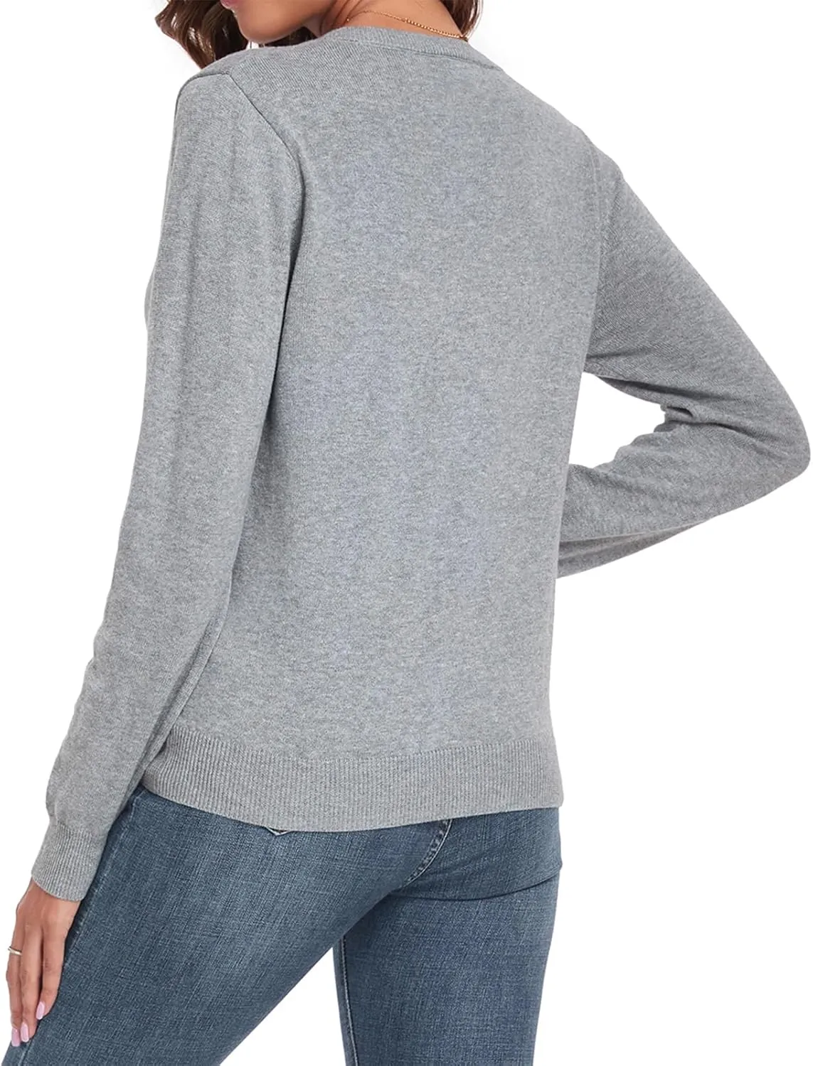 QUALFORT Women's Sweater 100% Cotton Soft Knit Pullover Tops