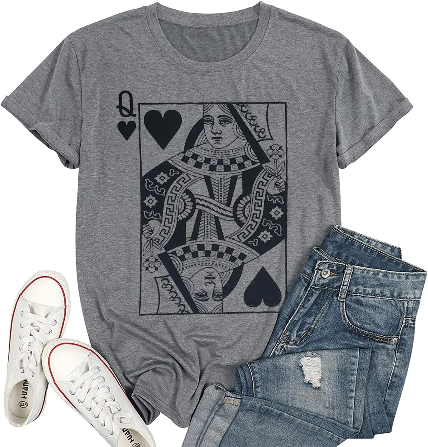 Queen of Hearts T-Shirt for Women Funny Vintage Graphic Tees Cool Cute Queen Tee Casual Short Sleeve Tops Shirts