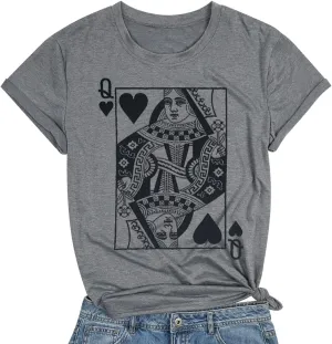 Queen of Hearts T-Shirt for Women Funny Vintage Graphic Tees Cool Cute Queen Tee Casual Short Sleeve Tops Shirts