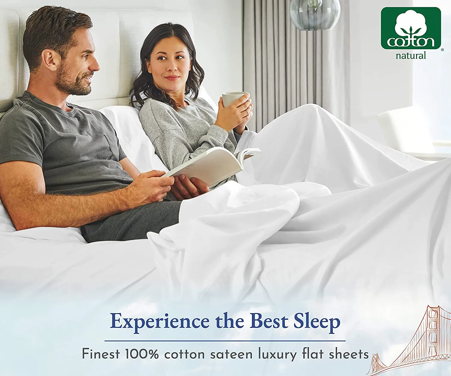 Queen Size Flat Sheet, Soft 400 Thread Count 100% Cotton Sheet Sateen, Cooling Bed Sheets, White Flat Sheet, Queen Sheets, Top Sheets, Single Queen Flat Sheet Only (Bright White)