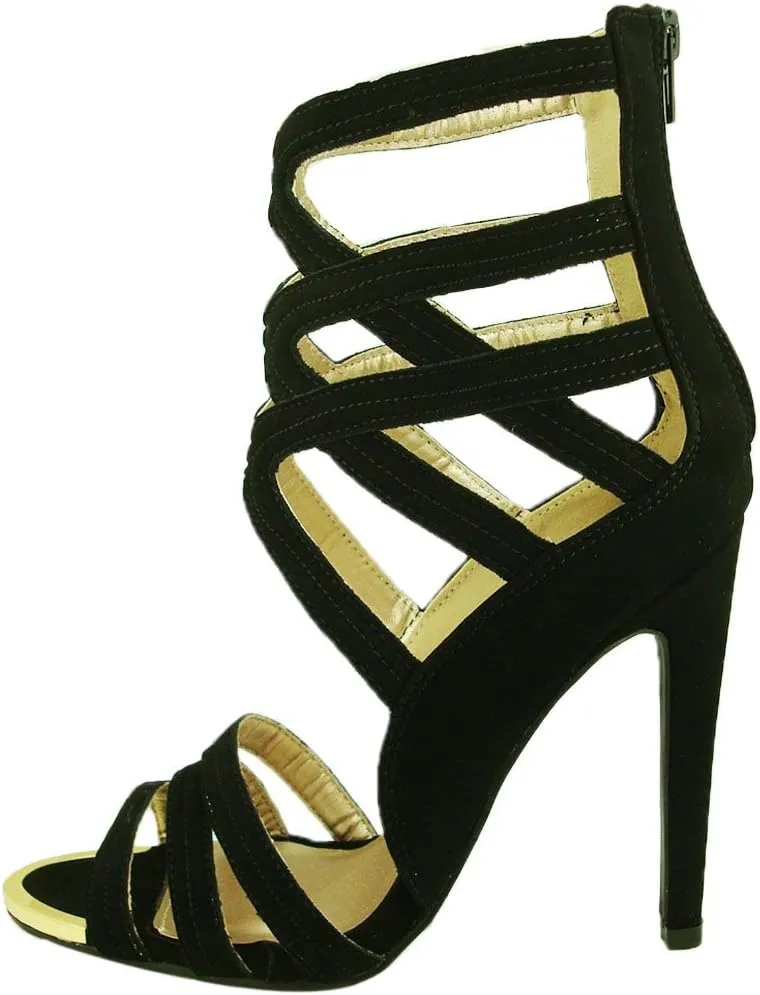 Qupid Women's Interest80 Nubuck Scallop Strap Open Toe Sandal