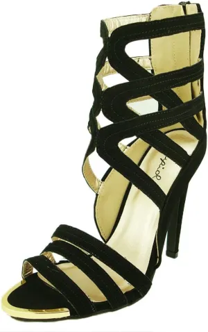 Qupid Women's Interest80 Nubuck Scallop Strap Open Toe Sandal