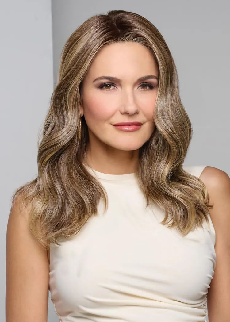 Raquel Welch Selfie Mode Wig with Long Wavy Layers, Memory Cap lll and Lace Front, Average Cap Size, RL10/22SS Iced Cappuccino