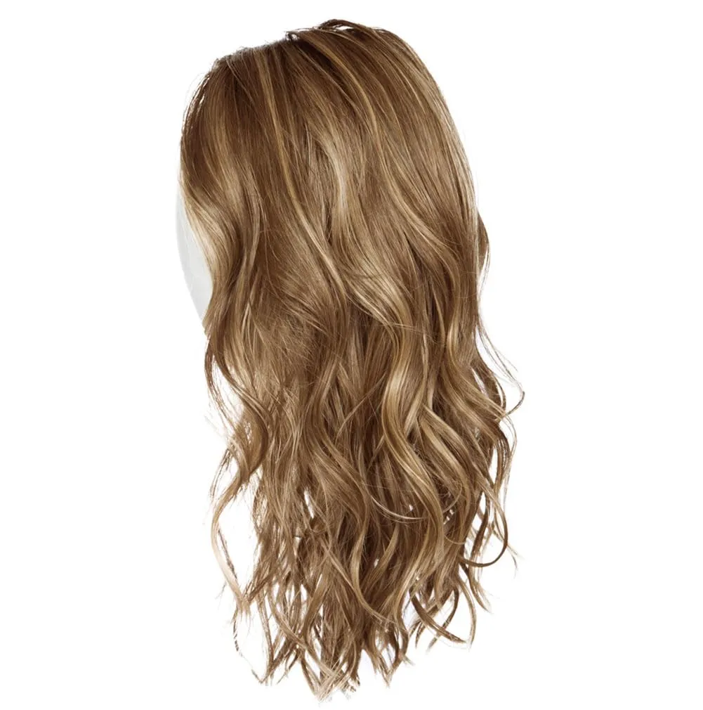 Raquel Welch Selfie Mode Wig with Long Wavy Layers, Memory Cap lll and Lace Front, Average Cap Size, RL10/22SS Iced Cappuccino