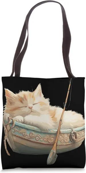 Relaxing Cat Sleeping Peacefully In Boat Tote Bag