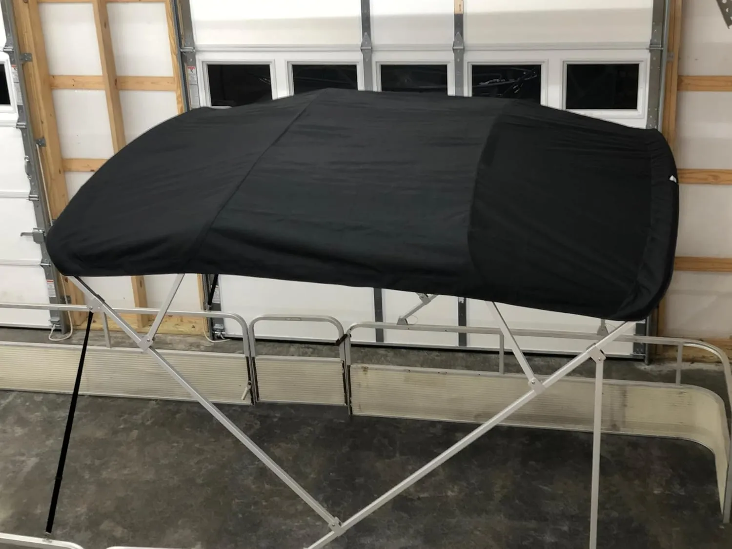 Replacement Bimini Top Canvas with Boot, Made for Qwest Pontoon Boats, Fits Factory Frame!, 9' Long x 8.5' Wide, 16oz, 4 Bow, Light Cut Out