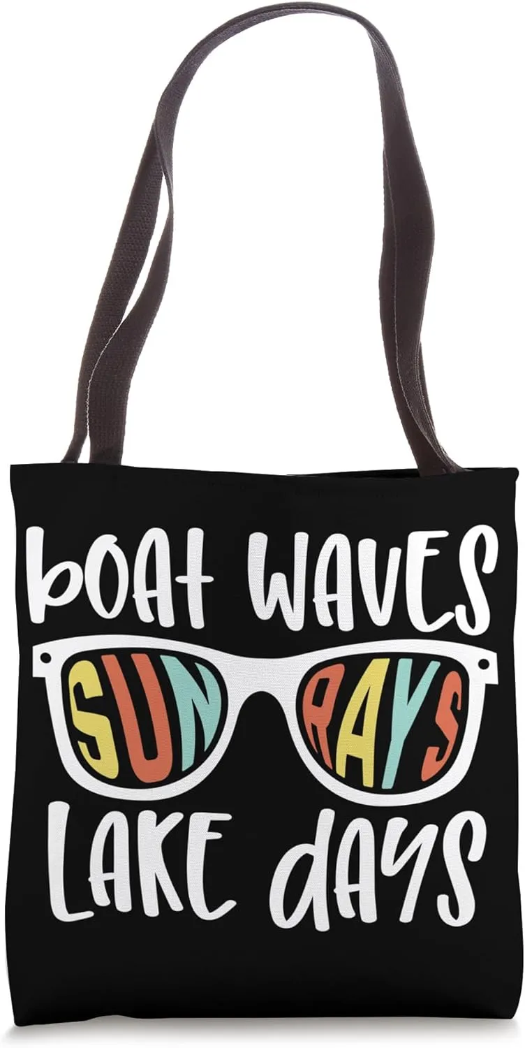 Retro Boat Waves Sun Waves Sunset Beach Vacation Travel Tote Bag