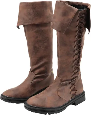 Retro Medieval Viking Pirate Cosplay Shoes Renaissance Victorian Black Knight Boots Halloween Warrior Boots