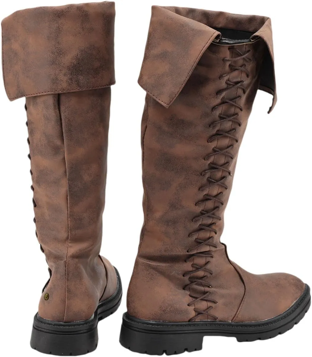 Retro Medieval Viking Pirate Cosplay Shoes Renaissance Victorian Black Knight Boots Halloween Warrior Boots