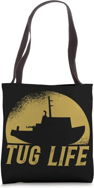 Retro Tugboat Captain Tug Boat Tote Bag