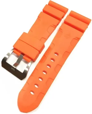 RHAIYAN Watch Band Compatible with Panerai 441 359 Soft Silicone Rubber 24mm 26mm Men Watch Strap Watch Accessories Watch Bracelet Specific (Color : Orange-Silver Buckle, Size : 24mm)