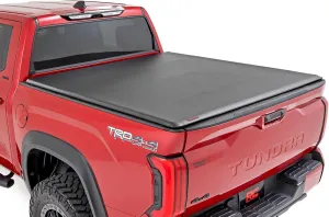 Rough Country Soft Roll-Up Truck Bed Cover for Toyota Tundra (2022-2025) - Fits 5'7 Bed, Weather-Resistant Tonneau Bed Cover