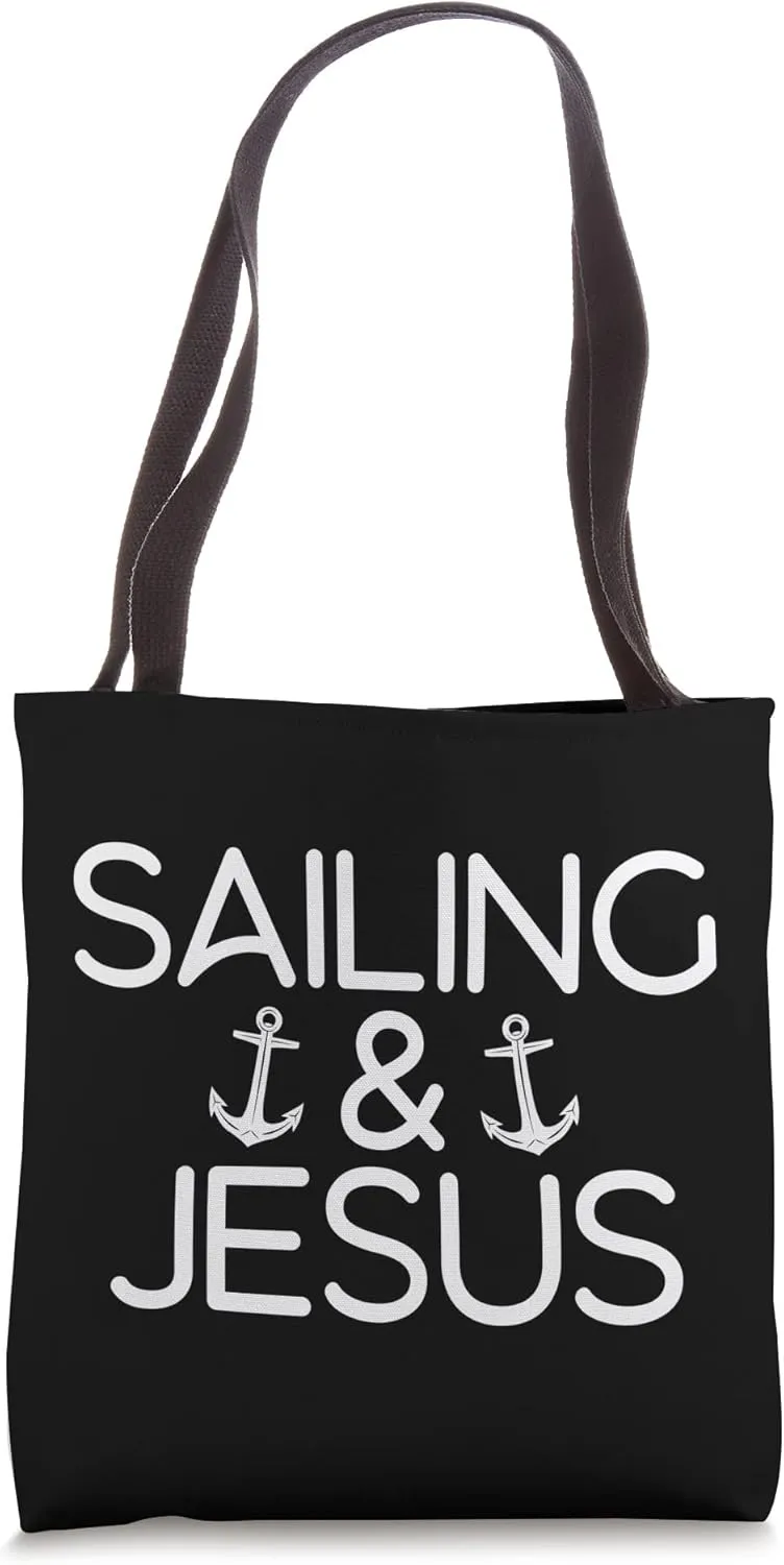 Sailing and Jesus Boat Captain Sailors Tote Bag