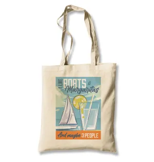 Sailing Boats with Margaritas White Canvas Totebag