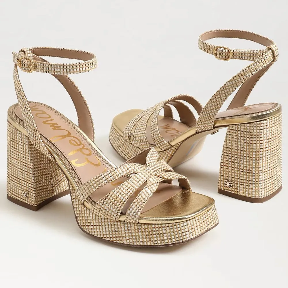 Sam Edelman Reese Platform Heel Sandal - SAND DUNE RAFFIA