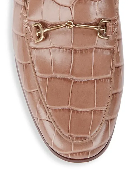 Sam Mule Praline Croc Linnie On Slide Leather Holiday markdown Round Slip Flat Advanced Toe Bit Edelman