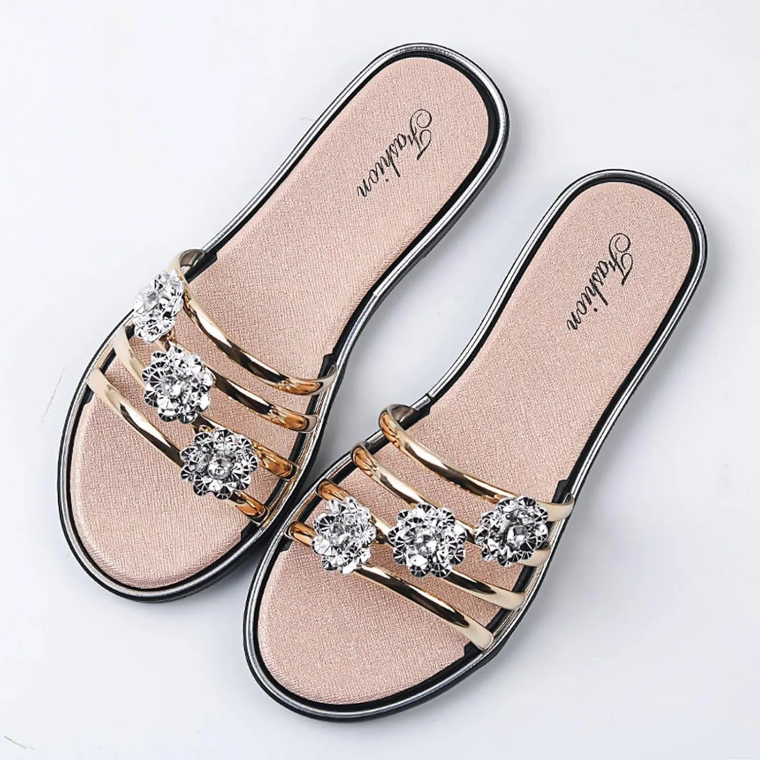 Sandals for Women 2025 Non Slip Beach Fashion Flat Comfortable Yoga Mat Footbed Lightweight Casual Slides Sandals