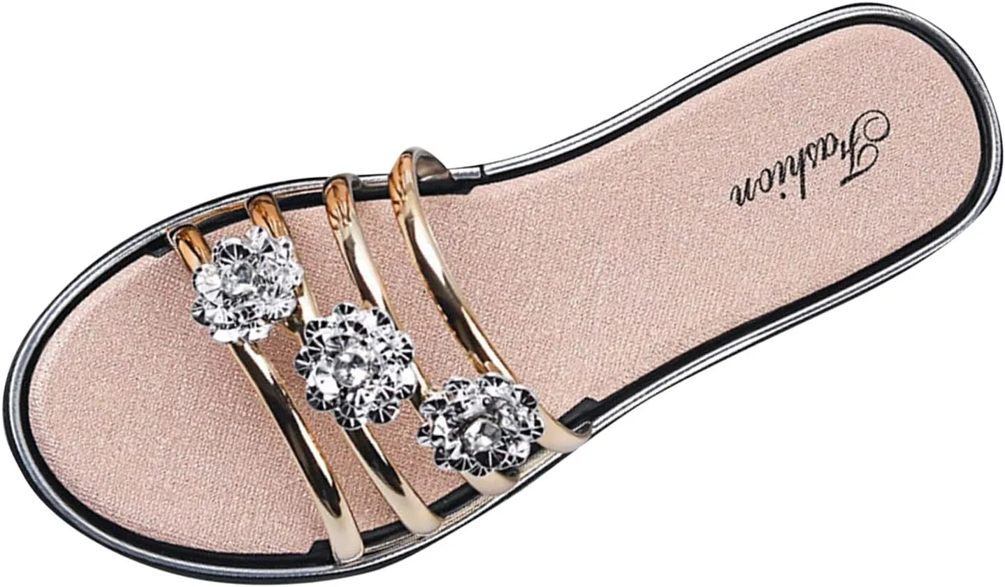 Sandals for Women 2025 Non Slip Beach Fashion Flat Comfortable Yoga Mat Footbed Lightweight Casual Slides Sandals