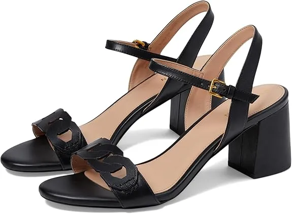 Sandals Haan Strap Heeled Complete collection Ankle Black Performance-driven Block Leather Rounded Toe Open Josie Cole