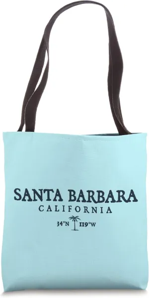 Santa Barbara California Palm Tree Surf Beach Gift Tote Bag