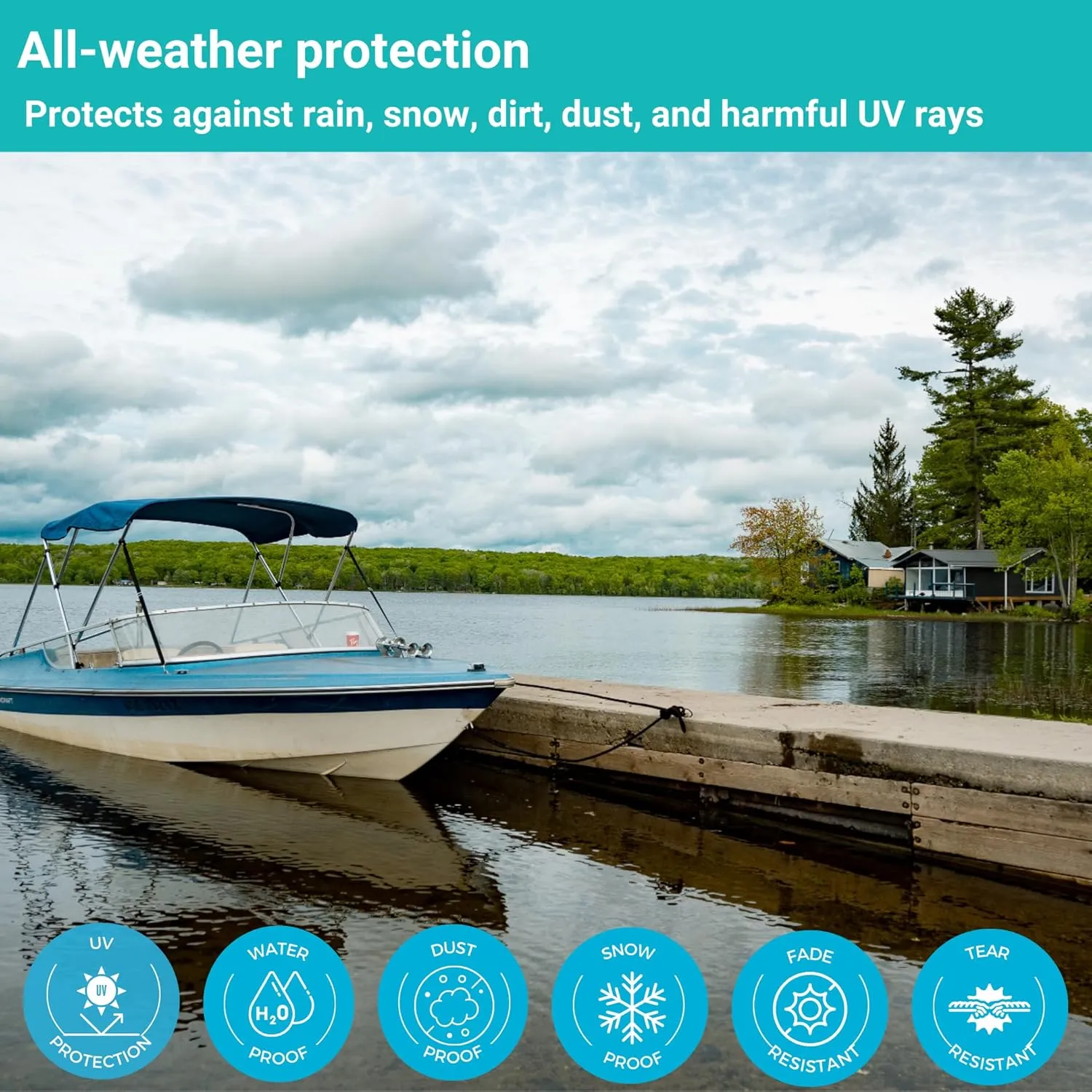 SavvyCraft 3 Bow Bimini Top Cover for Boat 6ft Long, Aluminum Frame with Storage Boot, Rear Support Poles Mounting Hardwares Included, 72" Long 36" 46" 54" 3 Height Options
