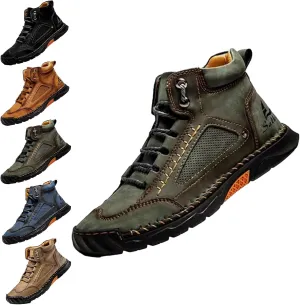 Sawbehind Men's Comfortable Handmade Leather Boots, Sawbehind Leather Boots,Waterproof, Arch Support, Spacious Toe Box