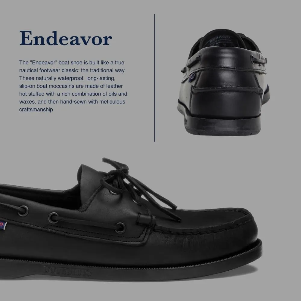 Sebago Endeavor Waterproof Boat Shoes - Leather Moccasins for Men Featuring Leather Sock Lining, 360-Degree Lacing, and Non-Marking, Slip-Resistant Outsoles