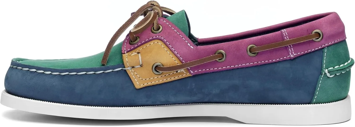 Sebago Ross Island Boat Shoes - Handsewn Nubuck Leather Moccasins with Leather Sock Lining and Non-Marking, Non-Slip Siped Rubber Soles
