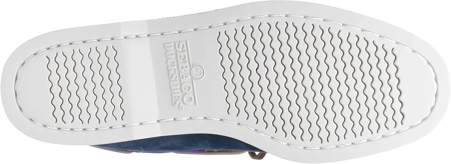 Sebago Ross Island Boat Shoes - Handsewn Nubuck Leather Moccasins with Leather Sock Lining and Non-Marking, Non-Slip Siped Rubber Soles